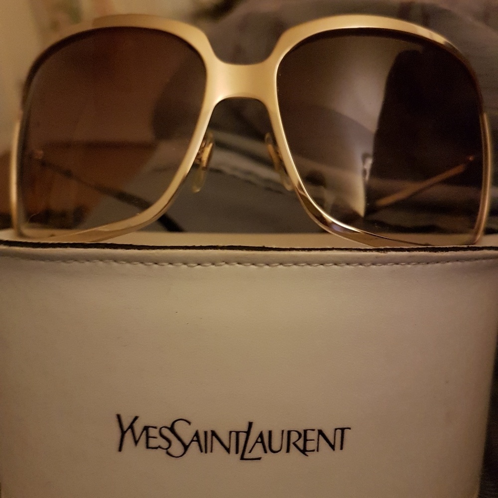 YSL gold oversized wrap sunglasses